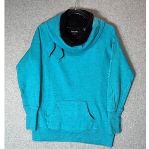 Calvin Klein Performance Quick Dry Hoodie Women's Medium Blue Cotton‎ Cowl Neck